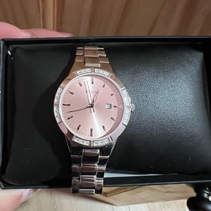 Bulova 96R175 Diamond Accent Pink Dial Silver Tone Indicator Women’s Watch